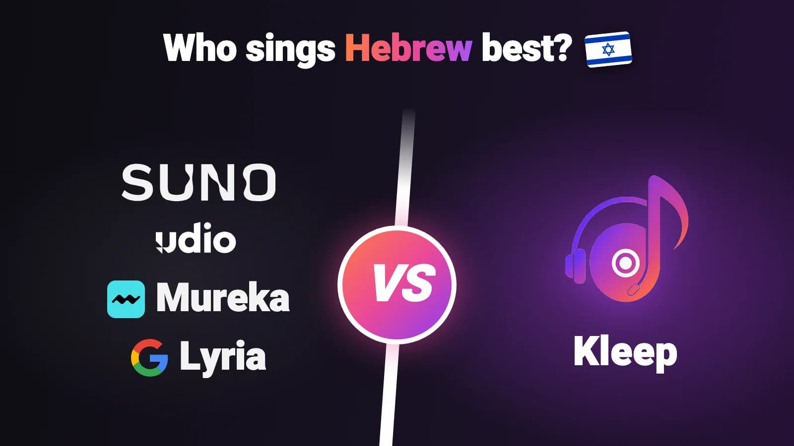 Kleep blog card: Hebrew headline with a competitor versus Kleep comparison on a dark purple gradient